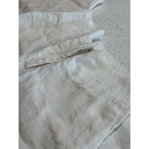H & M 100% LINEN WHITE WIDE LEG PANTS WOMENS SIZE 6 - Picture 6 of 6